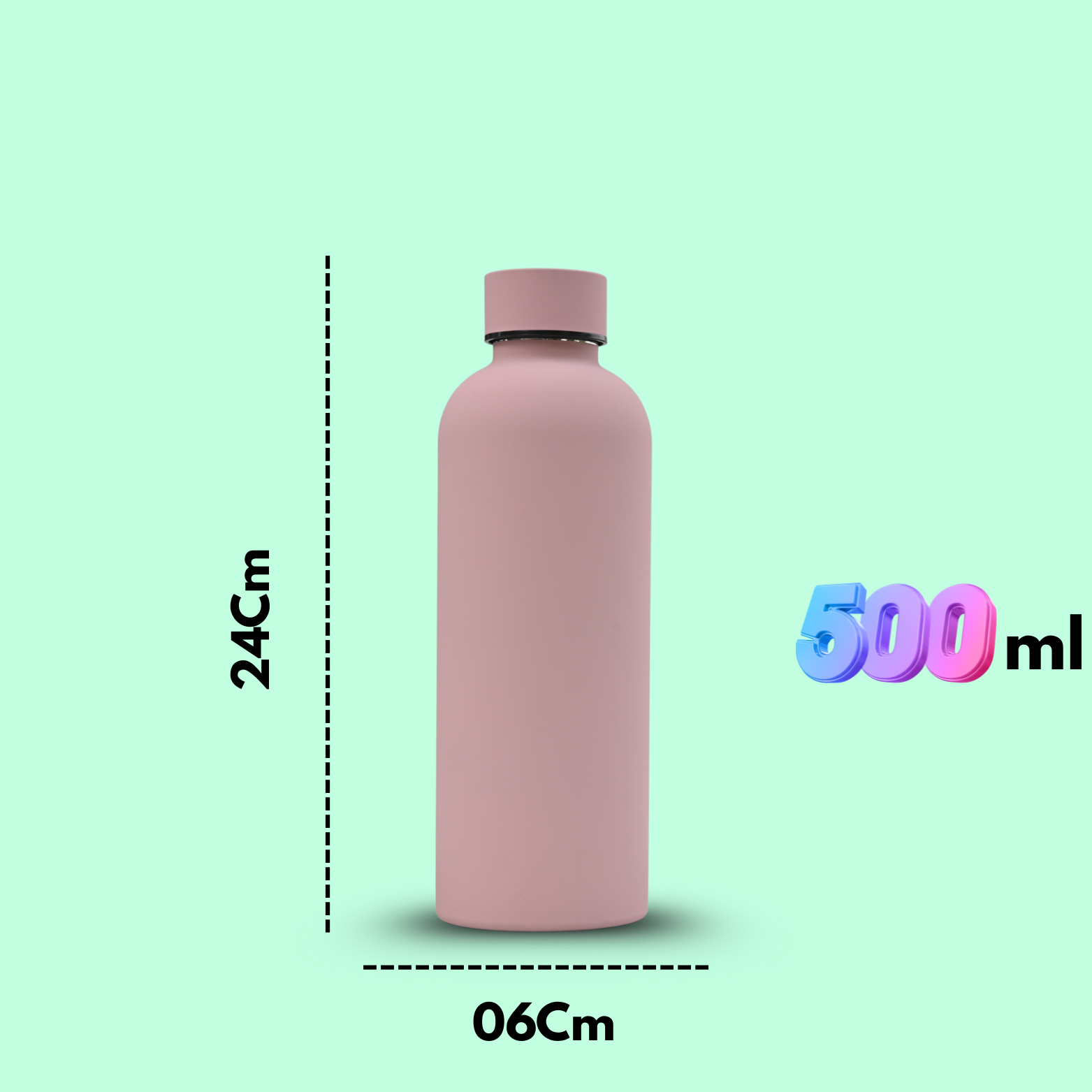 Stainless Steel Water Bottle 500ml | 12 Hours Hot & 24 Hours Cold | Leak-Proof, BPA Free, Double Wall Vacuum Insulated Flask for Office, School, Travel, Gym