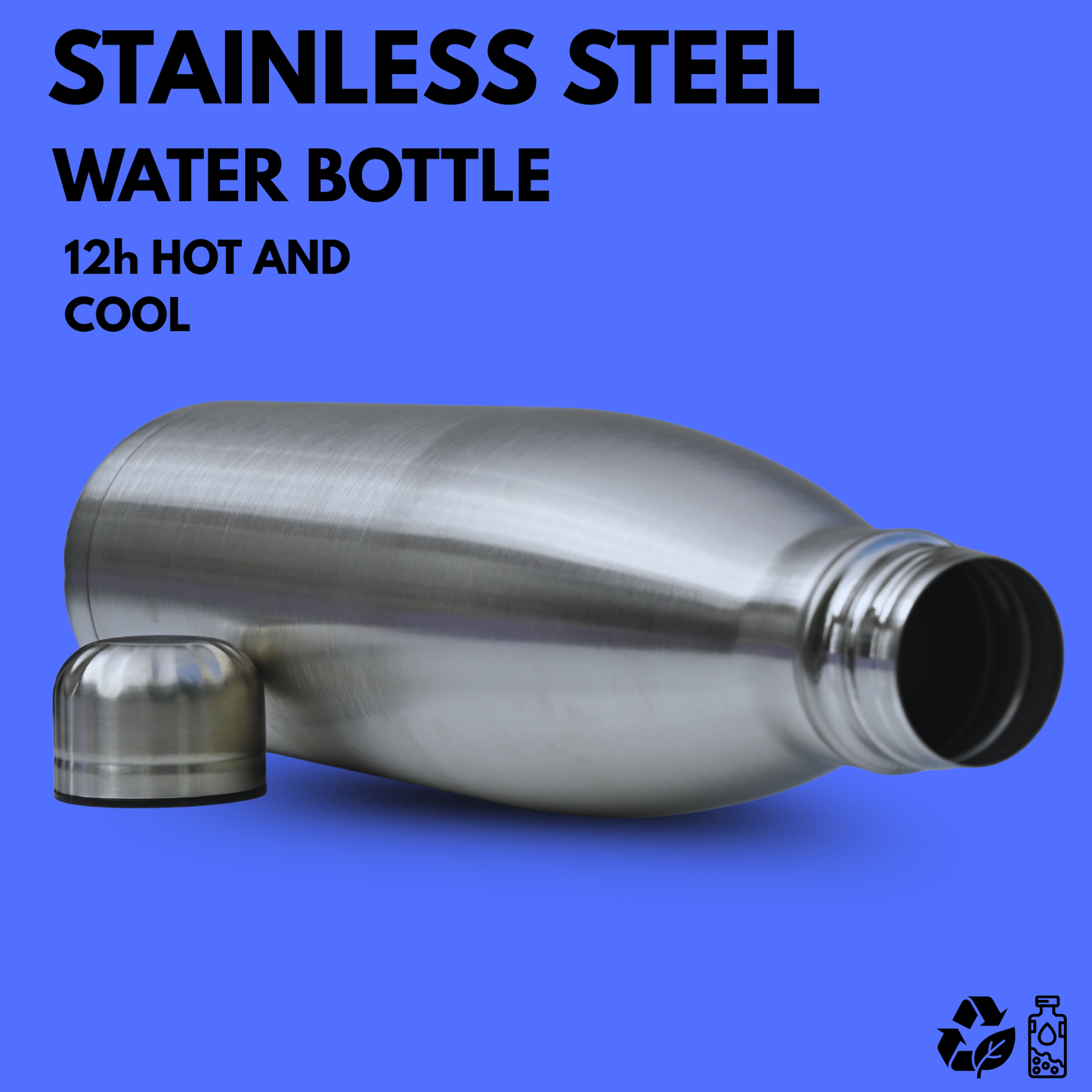 Stainless steel Sports water Bottle- 1 L Capacity | Hot and Cold Flask 12hours | Leakproof,Durable & ECO-Friendly