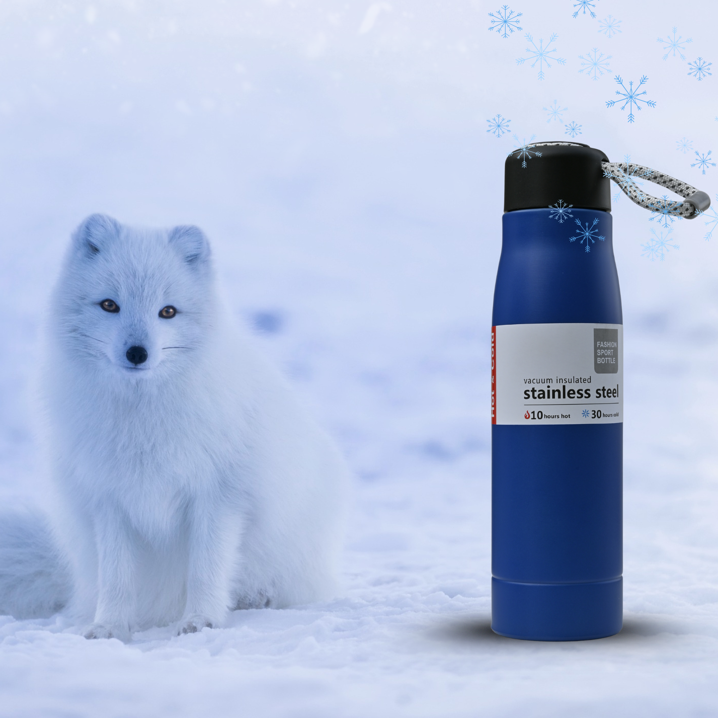 Vacuum insulated Stainless Steel sports Water Bottle | Fashion Travel Flask | Keeps Drinks Hot 10hr & 30hr Cold