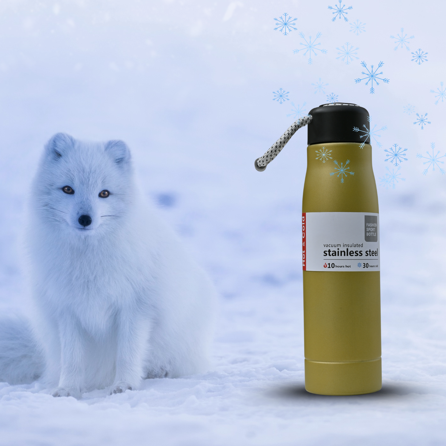 Vacuum insulated Stainless Steel sports Water Bottle | Fashion Travel Flask | Keeps Drinks Hot 10hr & 30hr Cold