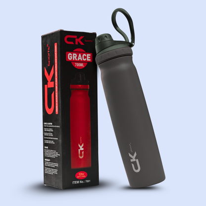 CK Grace Sports Stainless Steel Water Bottle 700ml – 12 Hours Hot & 48 Hours Cold, Vacuum Insulated Flask