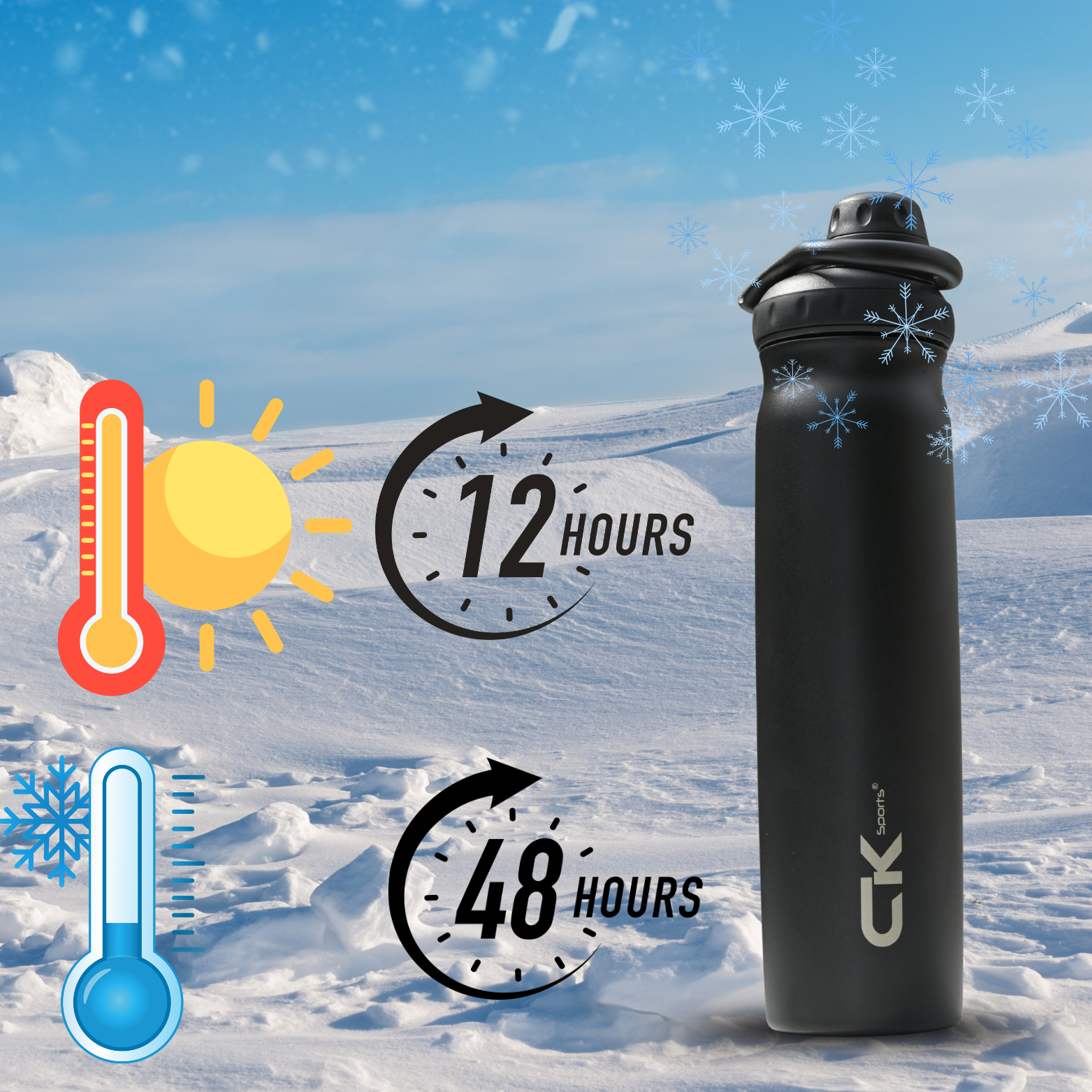 CK Grace Sports Stainless Steel Water Bottle 700ml – 12 Hours Hot & 48 Hours Cold, Vacuum Insulated Flask