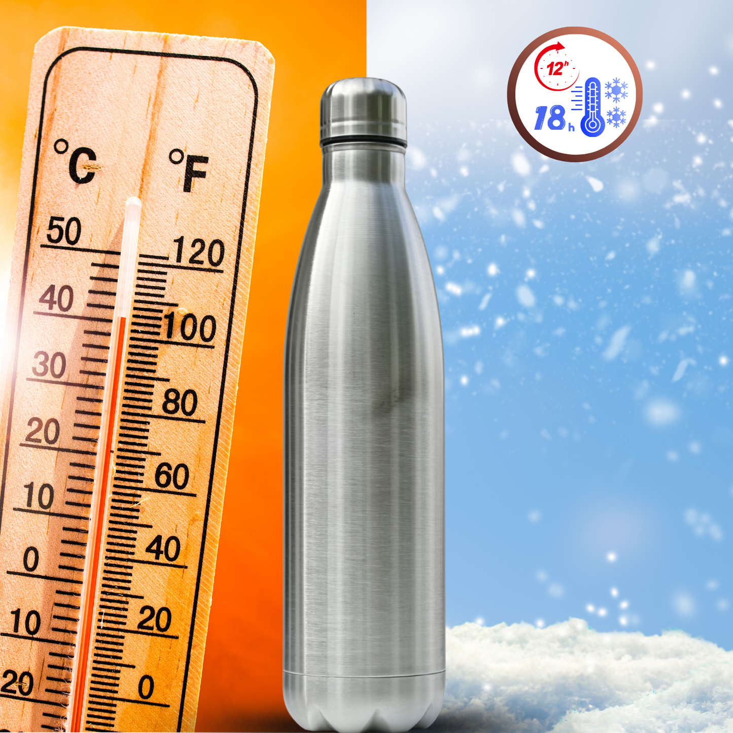 Stainless steel Sports water Bottle- 1 L Capacity | Hot and Cold Flask 12hours | Leakproof,Durable & ECO-Friendly